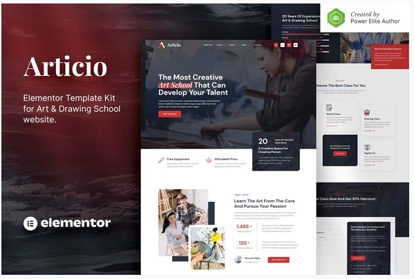 Articio – Art & Drawing School Elementor Template Kit