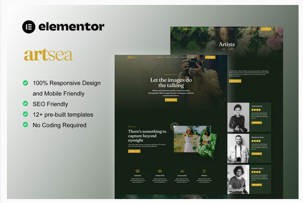 Artsea - Photography & Art Gallery Elementor Template Kit