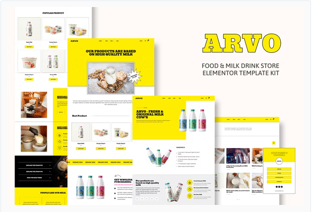 Arvo - Food & Milk Drink Store Elementor Template Kit