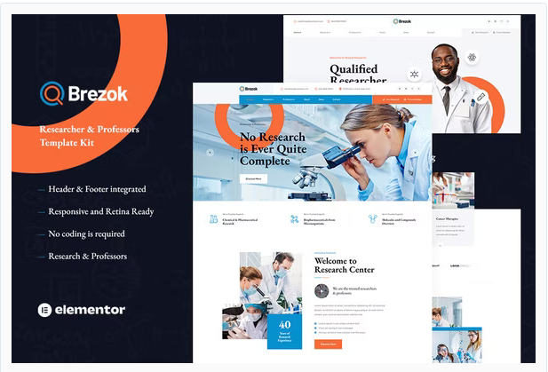 Brezok - Academic Research & STEM Elementor Template Kit