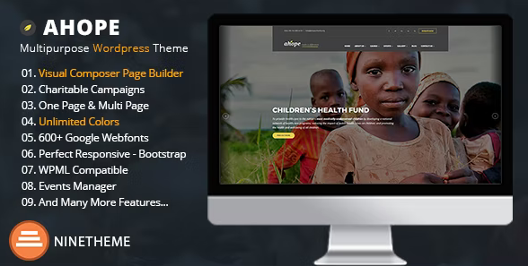 Ahope - Charity & Nonprofit Help WordPress Theme