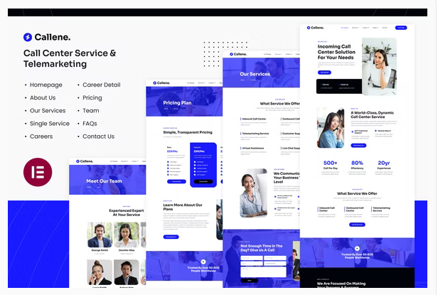Callene | Call Center Service & Telemarketing Elementor Template Kit