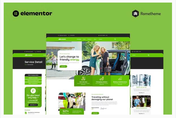 Caroze - Charging Station &EV Servicing Elementor Pro Full Site Template Kit