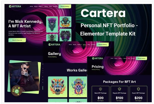 Cartera - Personal NFT Portfolio Elementor Template Kit