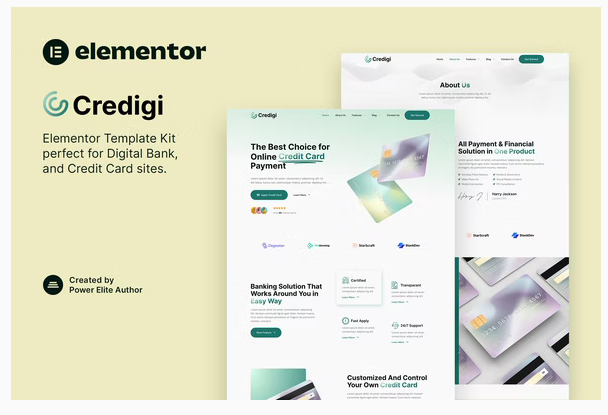 Credigi – Digital Bank & Credit Card Elementor Template Kit