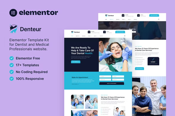 Denteur – Dentist & Dental Clinic Elementor Template Kit