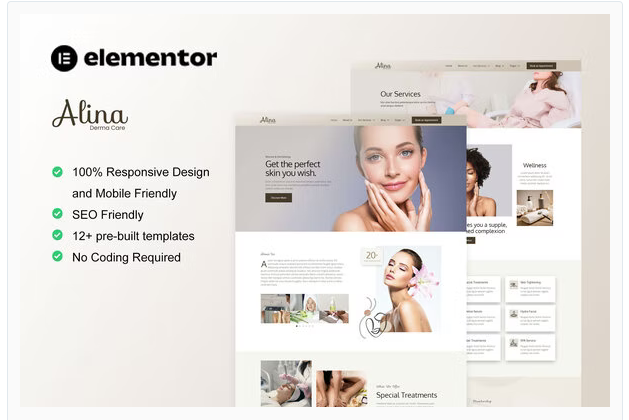 Product Image - Alina – Skin Care & Dermatology Elementor Template Kit