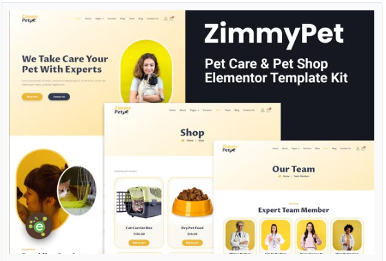 Product Image - ZimmyPet – Pet Care & Store Elementor Template Kit