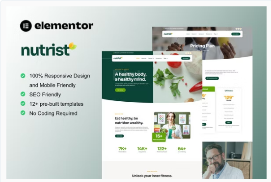 Product Image - Nutrist – Healthy Food & Nutrition Service Elementor Template Kit