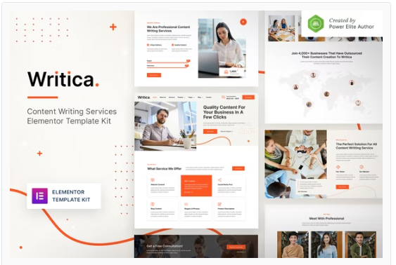 Product Image - Writica – Content Writing Services Elementor Template Kit