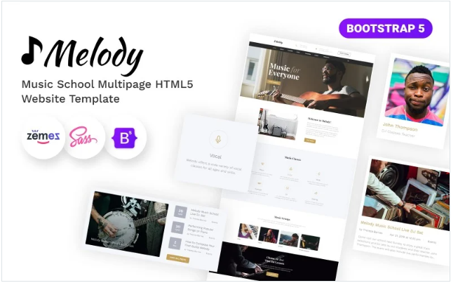Melody - Music School Multipage HTML5 Website Template