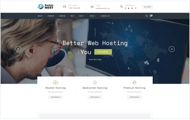 Rocket Host - Domain And Hosting Multipage HTML5 Website Template