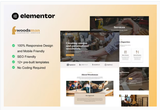 Woodsman - Carpenter & Craftsman Elementor Template Kit