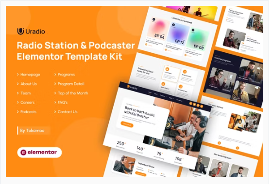 Uradio | Radio Station & Podcaster Elementor Template Kit