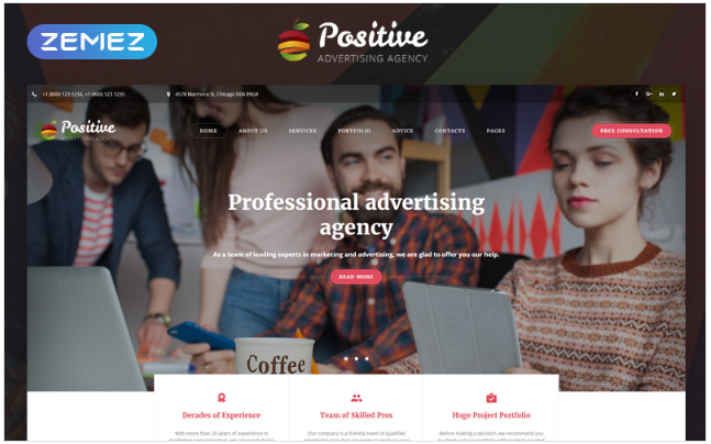 Positive - Advertising Agency Multipage HTML5 Website Template