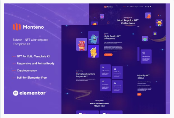 Monteno - NFT Portfolio Elementor Template Kit