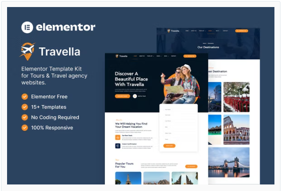 Product Image - Travella – Tours & Travel Agency Elementor Template Kit