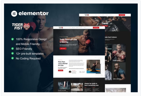 Product Image - TigerFist – Martial Arts Elementor Template Kit