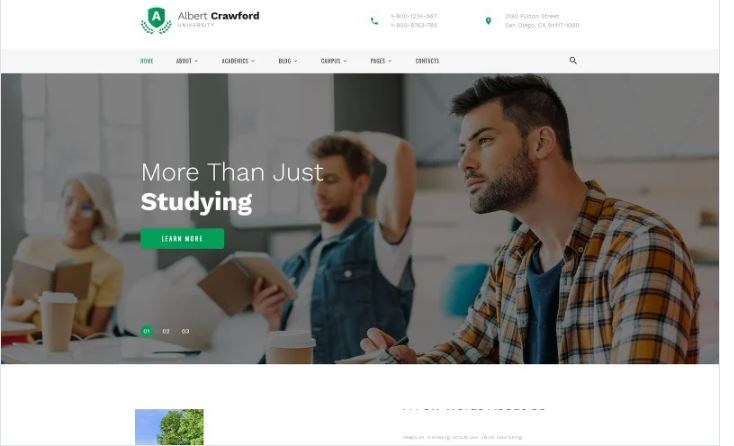 Albert Crawford - University Modern Multipage HTML Website Template