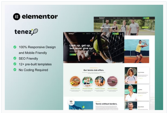 Product Image - Tenez – Tennis School & Club Elementor Template Kit