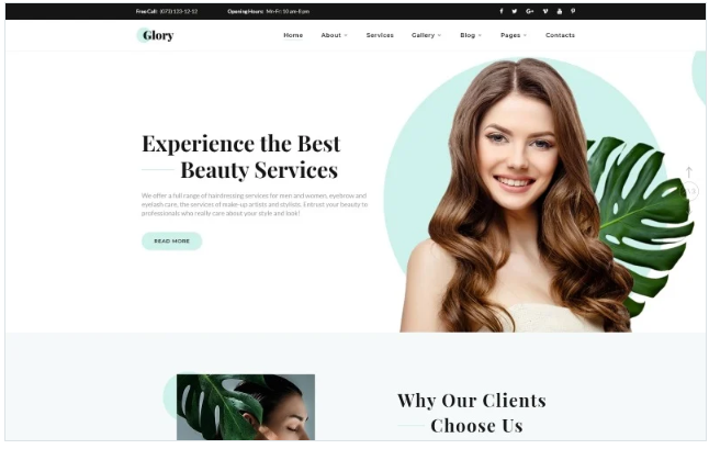 Glory - Divine Beauty Salon Multipage Website Template