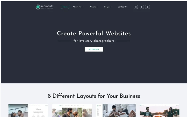 Moments - Photographer Portfolio Multipurpose Website Template