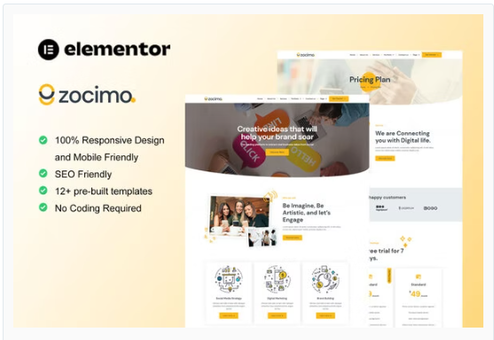 Product Image - Zocimo – Social Media Marketing Agency Elementor Template Kit