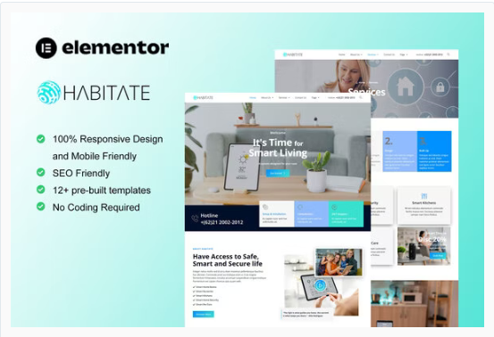 Product Image - Habitate – Smart Home Services Elementor Template Kit