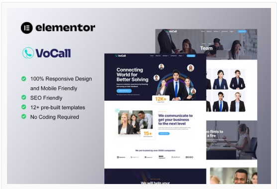 Product Image - VoCall – Call Center & Telemarketing Elementor Template Kit