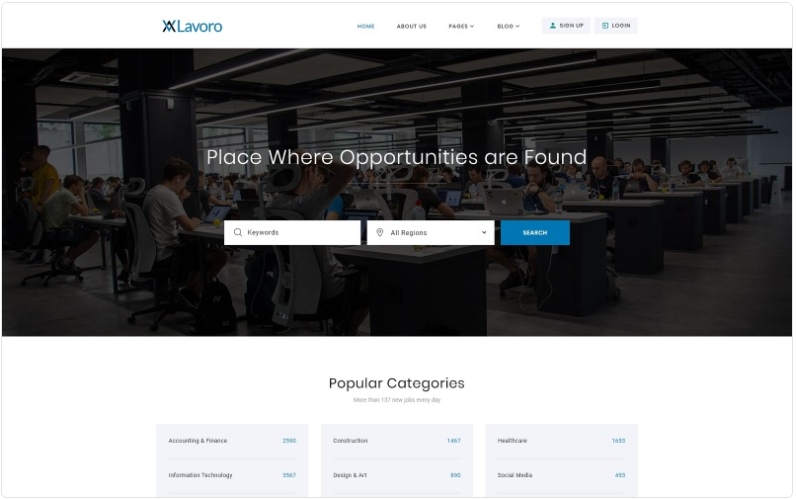 Lavoro - Jobs Portal Multipage HTML5 Website Template