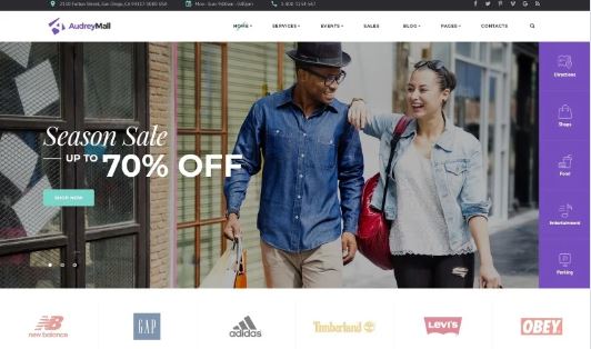 Audrey Mall - Shopping Center, Entertainment Store Website Template