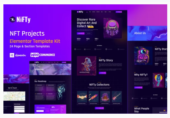 Product Image - NiFTy – NFT Project & Portfolio WordPress Elementor Template Kit