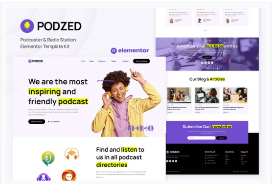 Podzed - Podcaster & Radio Station Elementor Template Kit