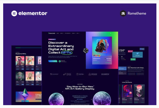 IMAGINE - Creative NFT Portfolio Elementor Pro Full Site Template Kit