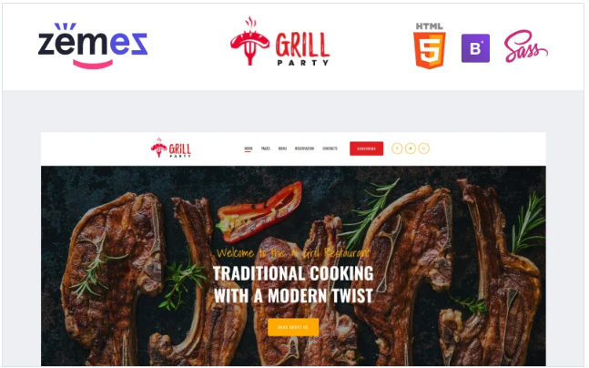 GrillParty - Barbecue Restaurant Website Template
