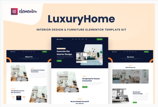 LuxuryHome - Interior Design & Furniture Elementor Template Kit