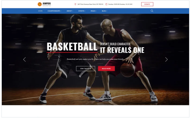 Jumpers - Basketball Club Responsive Multipage Website Template