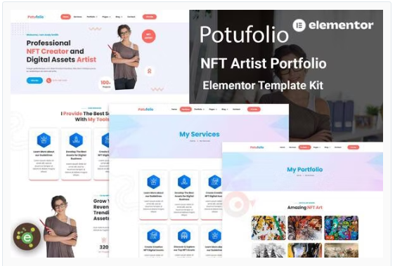 Potufolio - NFT Artist Portfolio Elementor Template Kit