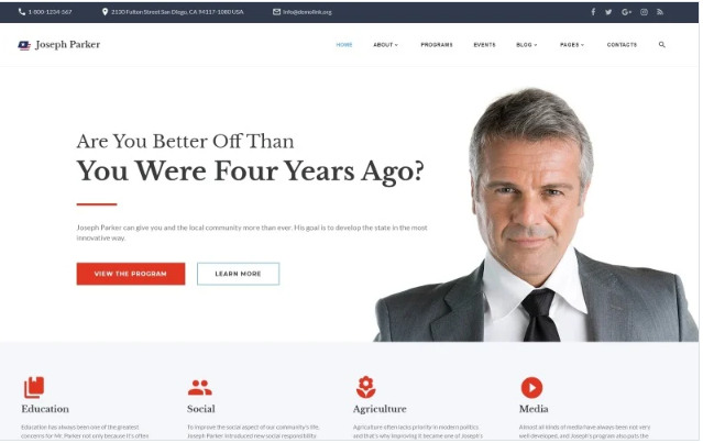Joseph Parker - Political Candidate Responsive Multipage Website Template