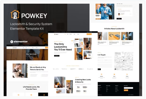 Powkey - Locksmith & Security System Elementor Template Kit