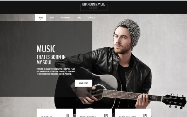Brandon Mayers - Singer Responsive Stylish HTML Website Template