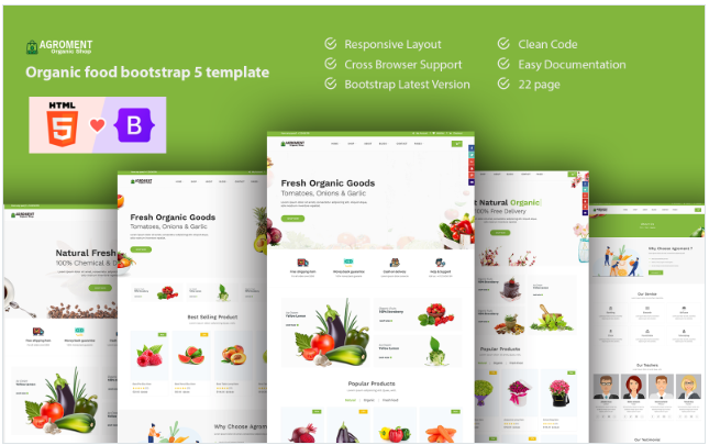 Agroment – Organic Food Bootstrap 5 Template