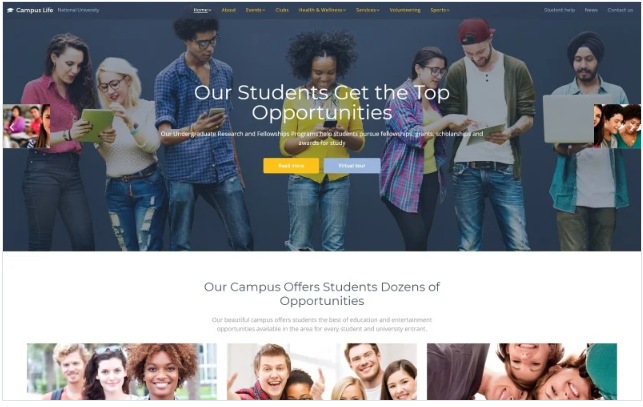 Campus Life - National University Multipage Website Template