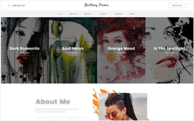 Brittany Pierce - Artist Portfolio Multipage HTML5 Website Template