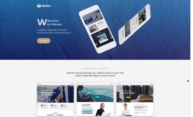 Waves - 9 in 1 Business One Page Website Template