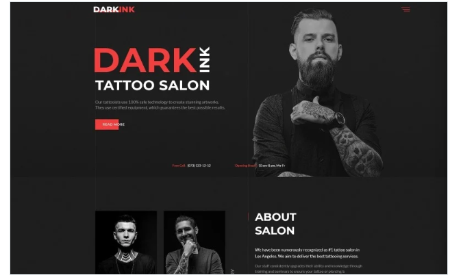 DarkInk - Tattoo Salon Multipage HTML5 Website Template