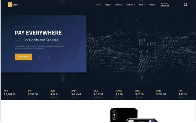Crypt - Cryptocurrency Multipage HTML5 Website Template
