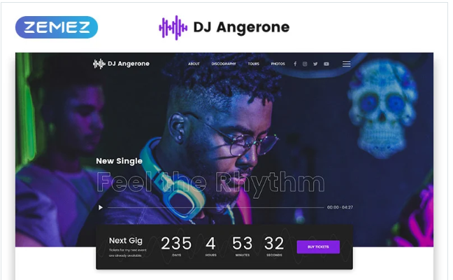 DJ Angerone - Music Multipage Modern HTML Website Template