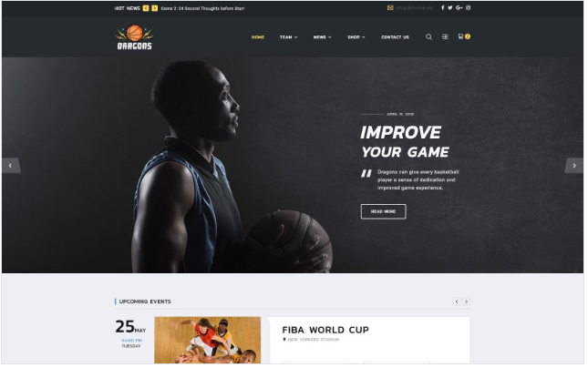 Dragons - Basketball Team Multipage HTML5 Website Template