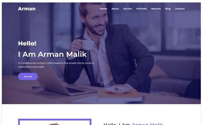 Arman Minimal Personal Portfolio Website Template
